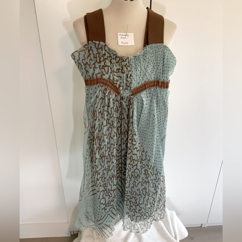 Philosophy Di Alberta Ferretti - 100% silk dress. Turquoise and brown. Size 6